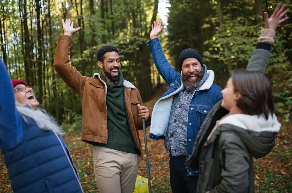 diverse group of happy people celebrating success
