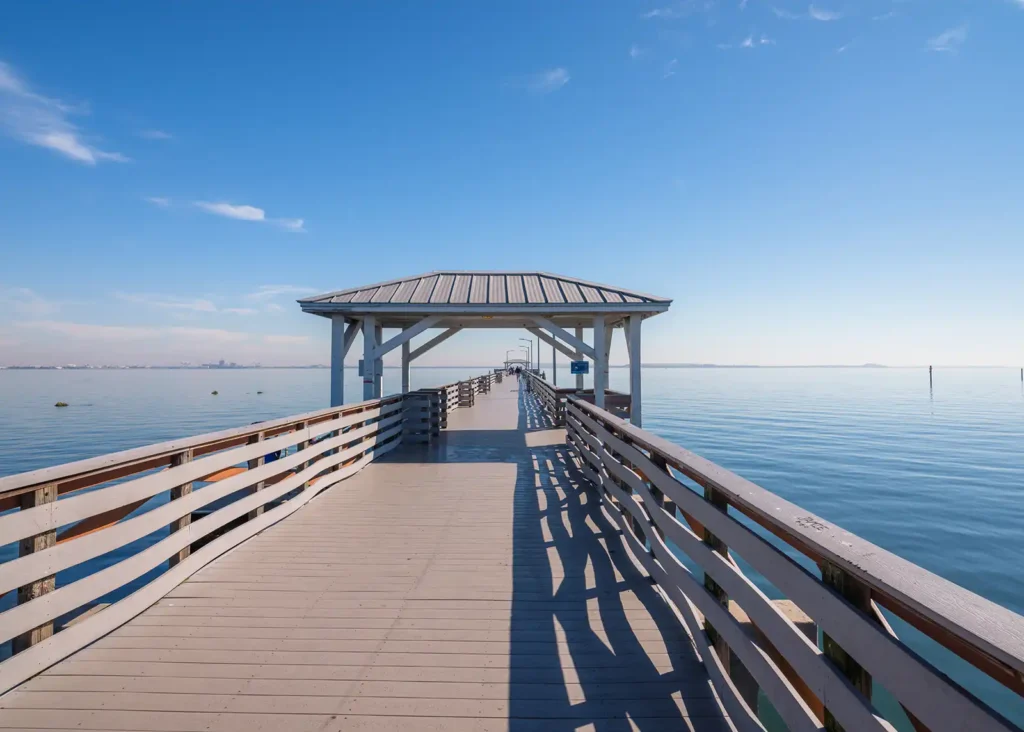 tampa florida streets view. bridge, pier, dock